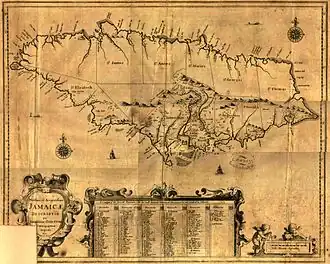 English map of Jamaica from the 1670s[30]