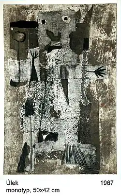 Frightening, monotype 50 × 42 cm, 1967