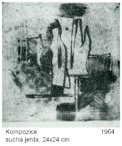 Composition, drypoint 24 × 24 cm, 1964