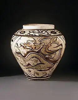 Jar (Ping) with Dragon and Clouds, China, Hebei or Henan Province, Yuan dynasty, Cizhou ware, 1279–1368