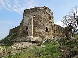 Ruins of the castle's largest bastion from the southwest (April 2014)
