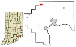 Location of Dupont in Jefferson County, Indiana.