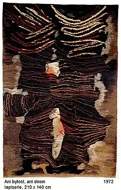 Neither creature nor tree, author's, hand-woven tapestry 210 × 140 cm, 1972