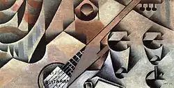 Juan Gris, 1912, La Guitare (Guitar and Glasses), oil on canvas, 30 x 58 cm, private collection