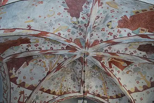 Detail of one the vaults with murals