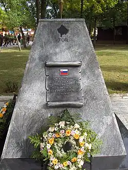 Memorial to the victims of the crash commissioned by the KFOR