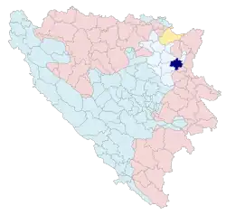 Location of Kalesija within Bosnia and Herzegovina.
