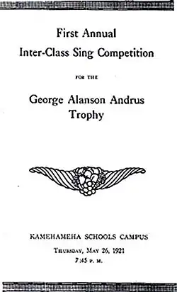 Program from the first song contest of the School for Boys, on May 26, 1921
