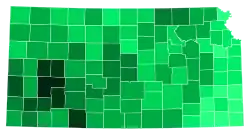 Support for Orman by county:   >16%   14–16%   12–14%   10–12%   8–10%   6–8%   4–6%   2–4%