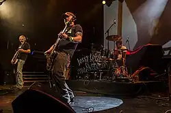 Karma to Burn performing at KOKO in 2015; left to right: Eric Clutter, Will Mecum and Evan Devine