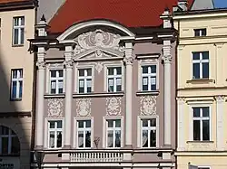 Facades of old townhouses in the city center