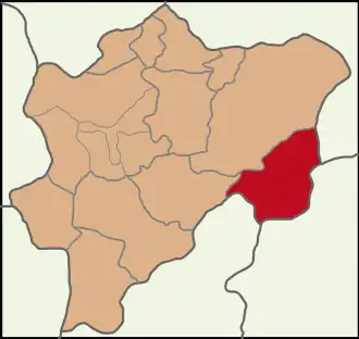 Map showing Sarız District in Kayseri Province