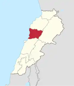 Location of Keserwan-Jbeil Governorate in Lebanon