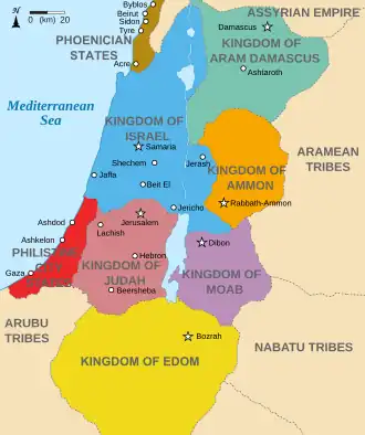 The region around 830 BCE, with Aram-Damascus in green
