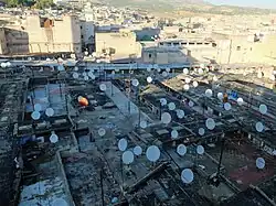 Rooftop view of the Kissaria in 2014, prior to recent renovations, with flat concrete roofs