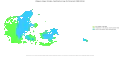 Climate of Denmark according to the Köppen climate classification.