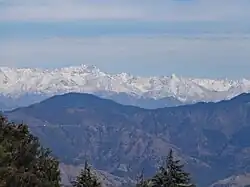 Views of snow covered mountains from Kufri