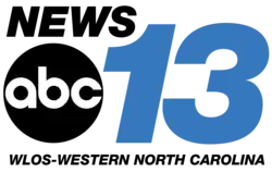 The word NEWS in an italic thick sans serif in the upper left corner, above the ABC network logo, which is next to a blue 13 in the same type. The words "Western North Carolina" are below.