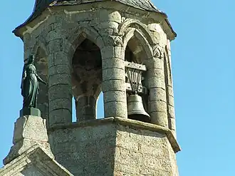 The bell tower of the church, in La Chaze-de-Peyre