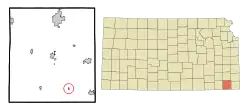 Location within Labette County and Kansas