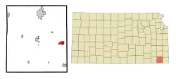 Location within Labette County and Kansas