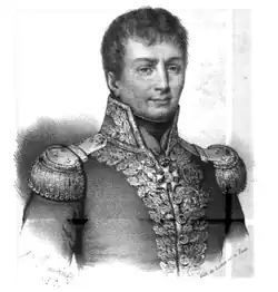 A black and white engraving of a man wearing a naval uniform