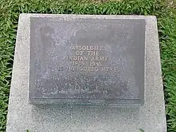 Grave of an unknown Indian Army combatant in Lae War Cemetery, Papua New Guinea
