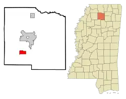 Location of Taylor, Mississippi