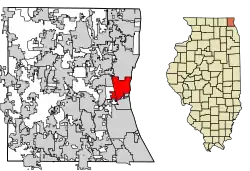 Location of North Chicago in Lake County, Illinois.