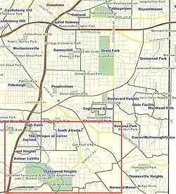 location of Lakewood Heights in southeast Atlanta