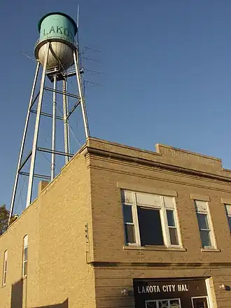Water Tower behind Lakota City Hall