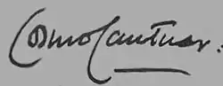 Cursive handwritten name "Cosmo Cantuar"