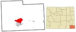 Location in Laramie County and the state of Wyoming.