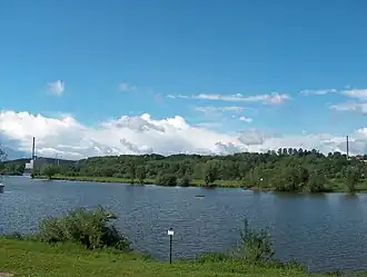 View form Elbe: left is NPP Krümmel, right is the Research Center.