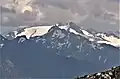 Le Conte Mountain (centered, shaded), with Le Conte Glacier-Old Guard-Sentinel Peak behind. View from Hidden Lake Peaks.