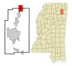 Location in Lee County and Mississippi