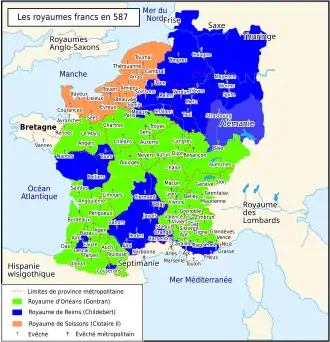 Frankish kingdoms in 587.
