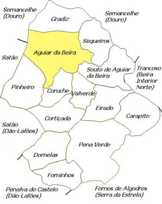 Location of Aguiar da Beira in Aguiar da Beira Municipality