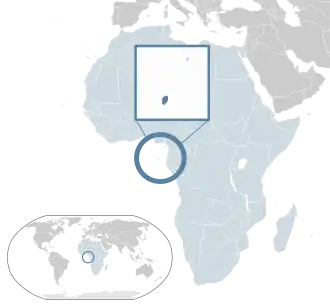 Location of São Tomé and Príncipe (dark blue) in Africa (light blue)