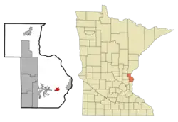 Location of the city of Shafer within Chisago County, Minnesota