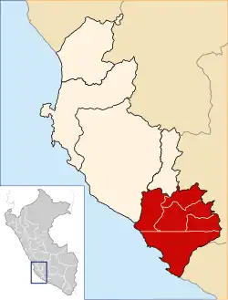 Location of Nazca in the Ica Region