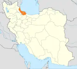 Location of Gilan, where the Persian SSR was declared, in Iran