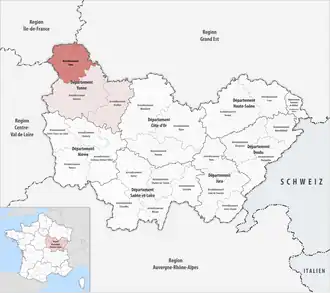 Location within the region Bourgogne-Franche-Comté