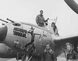 U. S. Air Force's Lockheed P-38 (October 1944) named the 'Arkansas Traveler' at Clastres Airfield, France