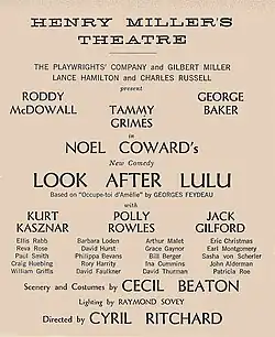 Playbill listing cast members