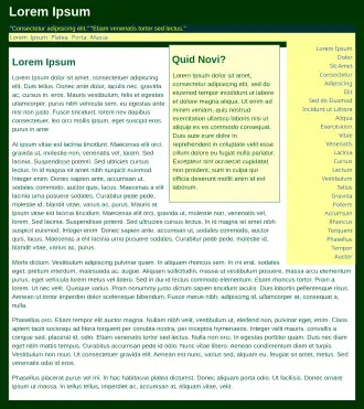 An example of the Lorem ipsum placeholder text on a green and white webpage.