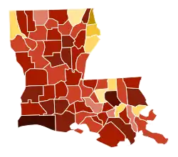 Image 6Map of parishes in Louisiana by racial plurality, per the 2020 U.S. census Legend Non-Hispanic White   40–50%   50–60%   60–70%   70–80%   80–90%   90%+ Black or African American   40–50%   50–60%   60–70%   70–80% (from Louisiana)