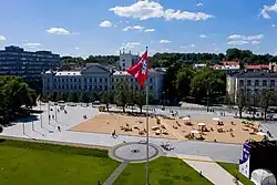 Sandy beach temporarily setup in Lukiškės Square in 2020