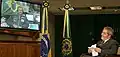 President Lula during a video-conference with the Brazilian astronaut, Marcos Pontes.