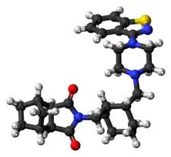 Ball-and-stick model of the lurasidone molecule